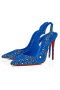 Christian Louboutin Hot Chick Sling Moucharastrass Pumpar 70mm Kalv Läder Electric Blue