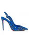 Christian Louboutin Hot Chick Sling Moucharastrass Pumpar 70mm Kalv Läder Electric Blue