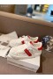 Dior-ID Sneaker Vit Röd Kalvskinn Gummi
