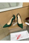 Christian Louboutin Hot Chick 100 Pumpar Strass Prydd Läder Grön
