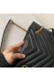 Saint Laurent Tribeca Liten Shopping Väska Svart Kornat Läder