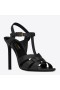 Saint Laurent Tribute Hög Klack Sandaler Svart Kalvskinn Saint Laurent Skor
