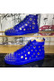 Christian Louboutin Bubbla Spikar High-Top Sneakers Kalvskinn CL Blå Skor