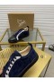 Christian Louboutin Louis Junior Sneakers i Mocka och Kalvskinn Blå Svart