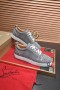 Christian Louboutin Louis Junior Spikar Orlato Platt Sneakers Enfärgad Duk Grå