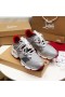 Christian Louboutin Röd Löpare Platt Sneakers Glitter Silver CL Skor
