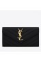 Saint Laurent Stora Monogram Flap Plånbok Svart Kornat Läder