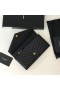 Saint Laurent Stora Monogram Flap Plånbok Svart Kornat Läder