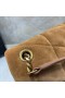 Saint Laurent Loulou Puffer Liten Väska Brun Mocka Läder Saint Laurent Väskor