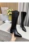 Jimmy Choo Knäet Boot 50mm Präglat Läder Svart