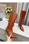 Jimmy Choo Knäet Boot 50mm Präglat Läder Brun