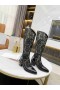 Jimmy Choo Knäet Boot 50mm JC Emblem i Läder Svart Mesh