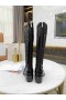 Jimmy Choo Knäet Boot 50mm JC Emblem i Läder Svart Mesh