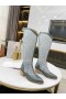 Jimmy Choo Knäet Boot 50mm JC Emblem Mesh Läder Grå