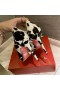 Christian Louboutin Kate Pumpar 100mm Satin Ko Tryckt Vit Svart