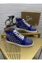 Christian Louboutin Louis Spikar Platt High-top Sneakers Blått Kalvskinn