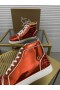 Christian Louboutin Lou Spikar 2 Höga Top Sneakers Patent Läder Loubi