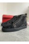 Christian Louboutin Louis Strass High-Top Sneakers Svart Läder och Strass
