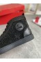 Christian Louboutin Louis Strass High-Top Sneakers Svart Läder och Strass