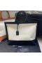 Saint Laurent Tag Shopping Bag Canvas Saint Laurent Svart Läder Väskor