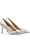 Sergio Rossi SR1 Pumpar 75mm Silver Lammskinn