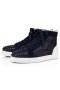 Christian Louboutin Lou Spikar Orlato Platt Vers Blu Argento/marina Mat Kalv