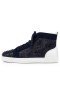 Christian Louboutin Lou Spikar Orlato Platt Vers Blu Argento/marina Mat Kalv