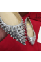 Christian Louboutin Pigalle Spikes Flats Leather Silver
