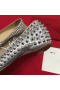 Christian Louboutin Pigalle Spikes Flats Leather Silver