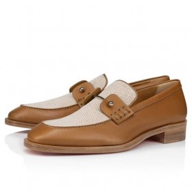Christian Louboutin Chambelimoc Loafers Vaxat Kalv Läder Terra