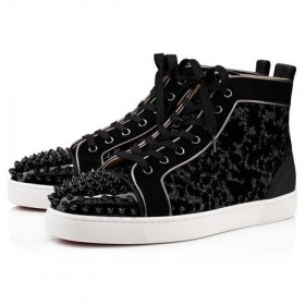 Christian Louboutin Lou Spikar Svart/dk Gun Sammet