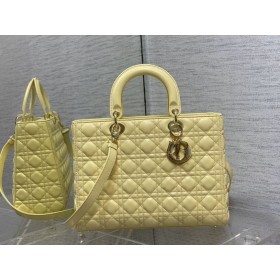 Lady Dior Dior Väska 24CM Gul Cannage Lammskinn