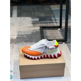 Christian Louboutin Loubishark Comic-Print Läder Sneakers Flerfärgad
