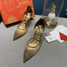 Christian Louboutin Maia Labella 100mm Pumpar Strass och Speccchio Läder Guld