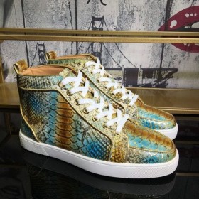 Christian Louboutin Rantus Orlato Hög-Top Män Skor Metallic Python Läder