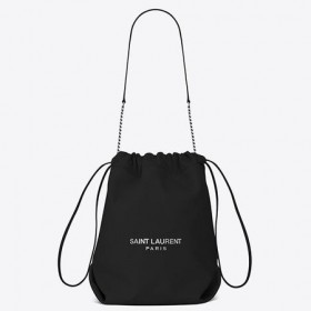 Saint Laurent Svart Teddy Dragsnodd Väska Saint Laurent Väskor