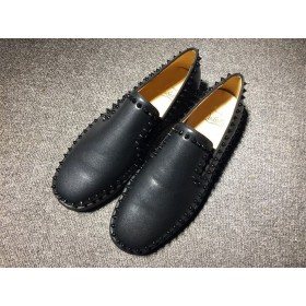 Christian Louboutin Pik Båt Spikar Slip-on Sneakers Kalv Läder Svart