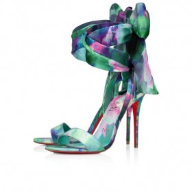 Christian Louboutin Sandale Du Désert 100mm Sandaler Crepe Satin Melancholia Skriva ut flera färger