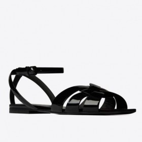 Saint Laurent Tribute-Platta Sandaler Svart Patent Läder Saint Laurent Skor