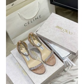 Jimmy Choo Silo 100 Crystal Prydd Med Hög Klack Sandaler Naken
