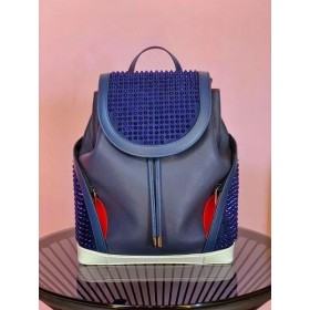 Christian Louboutin Explorafunk Ryggsäck Kalv Läder Spikar Blå Christian Louboutin Väskor