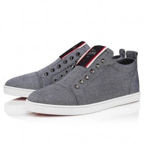 Christian Louboutin F. A. V Fique En Vontade Slip-On Sneakers Land Linne Rökig CL Skor