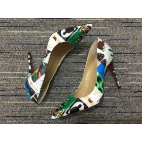 Christian Louboutin Pigalle Pumpar 100mm Patent Läder Collage med Flera