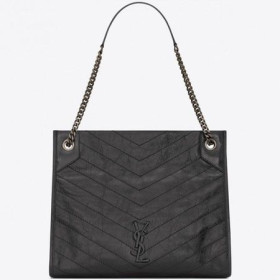 Saint Laurent Medium Niki Shopping Bag Storm Läder Saint Laurent Väskor