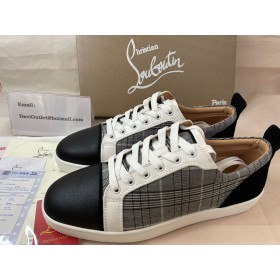 Christian Louboutin Låg överst Louis Junior Orlato Version Grå Sammet Sneaker