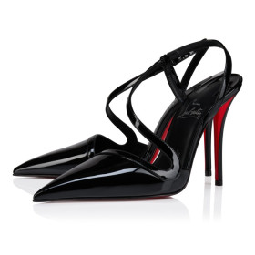Christian Louboutin Rosa Z Pump 100 Mm Slingback Pumps Patent Calf Leather Black
