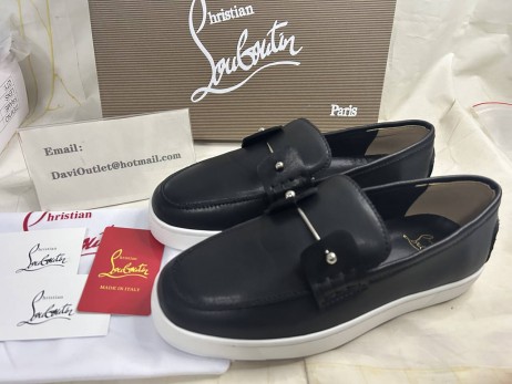 Christian Louboutin Chambeliboat Boat Shoes Calf Leather Black