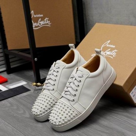 Christian Louboutin Louis Junior Sivri Spor Ayakkabı Dana Derisi Beyaz