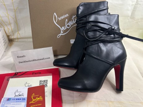 Christian Louboutin S. I. T. Yağmur Yarım Bot 100mm Nappa Deri Siyah