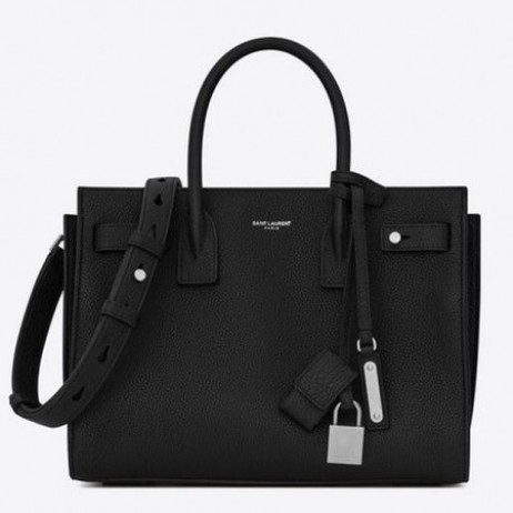 Saint Laurent Bebek Sac de Jour Souple Çanta Siyah Taneli Deri Saint Laurent Çanta